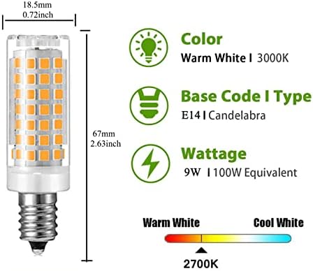 9 W E14 led Царевица лампи с регулируема яркост Топло Бяло 3000 До Led лампи-Свещи 100 W Еквивалент, Халогенни, База