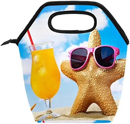 Дамски Чанта за обяд GUEROTKR, Кутия за Обяд за мъже, Дамски Кутия за Обяд, плажната морска звезда с модел на синьо небе