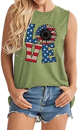 MRGIINRI Върхове с Принтом Американски Флаг за Жени, Патриотическая Тениска със Звезди и Ивици, Лятна Мода 2023, Без