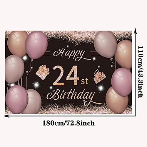От 24-ия Рожден Ден на Фона на Банер Черно Розово 24-ти Знак Плакат 24 Аксесоари за парти по случай рожден Ден, за Годишнина