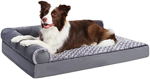 Ортопедично легло за кучета MIHIKK, Луксозен Плюшено канапе-легло за кучета с L-образна форма, с водоустойчива подплата,