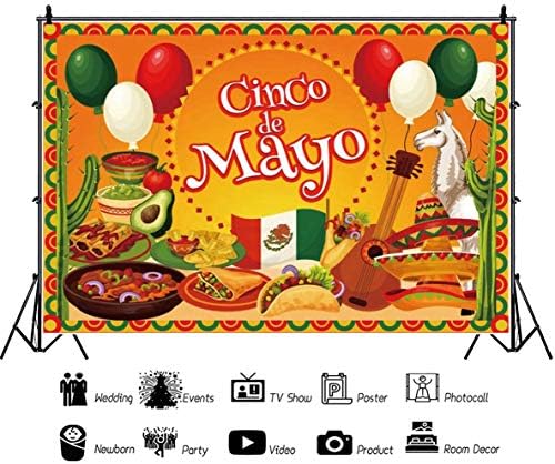 CSFOTO 8x6,5 фута Щастлив Фона на Синко де Майо Мексиканска Тема Фон За Снимки Синко де Майо Вечерни Аксесоари Храна