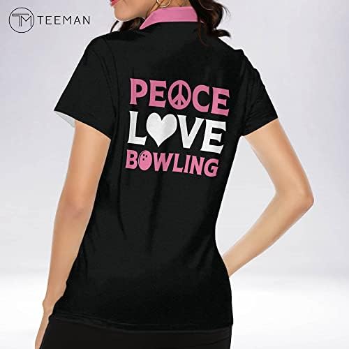 TEEMAN Персонални 3D Риза за Боулинг за жени, Обичай Розови Ризи за Боулинг с Фламинго, Ретро Риза за Боулинг за жени