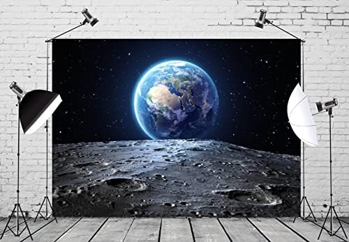 BELECO 12x10ft Текстилен Космически Фон Вселенски Фон на Повърхността на Земята и Луната, Предоставена от НАСА Планета
