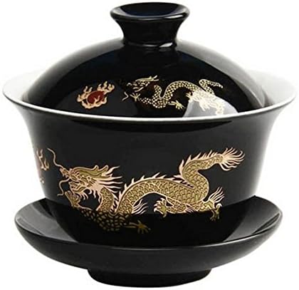 Китайски Порцелан Moyishi Gaiwan Цветен Дракон Традиция Sancai Чаена Чаша Чай Набор От Най-Добрият Подарък (Тъмно Червен Дракон)