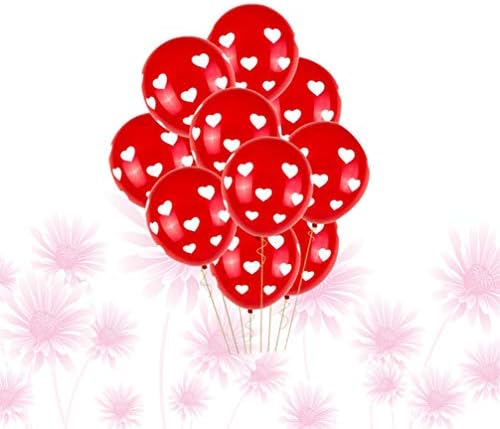 Amosfun 100шт Балон от Сърце, Латексови Балони с Принтом на Сърцето, за Коледната Празнична Сватбена Украса в Деня на