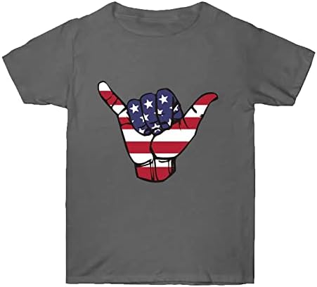 На 4 юли Дамски Ризи С Флага на сащ Лятна Тениска С Къс ръкав И кръгло Деколте В Ивица Със Звездите на Свободния Намаляване