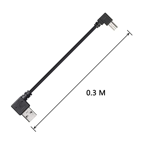 CERRXIAN 90-Градусов кабел USB A-B Кабел за принтер, 1 фут под левия ъгъл USB 2.0 Тип A Щепсел за десен и ляв ъгъл на
