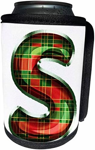 3dRose Сладко Червено-зелена коледа Клетчатая обвивка с монограм и инициали S - Can за бутилки-охладители (cc-371622-1)