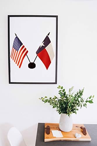 Настолен флаг Zigvert America & Texas Twin, Настолни Знамена на САЩ и Тексас, Набор от настолни знамена клас Лукс Америка
