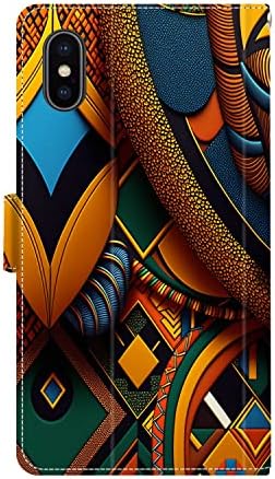 Чанта-портфейл Xioolia за iPhone Xs Max с шарени Африкански Анкара Art-16, Изкуствена Кожа, флип-надолу Магнитна Закопчалка,