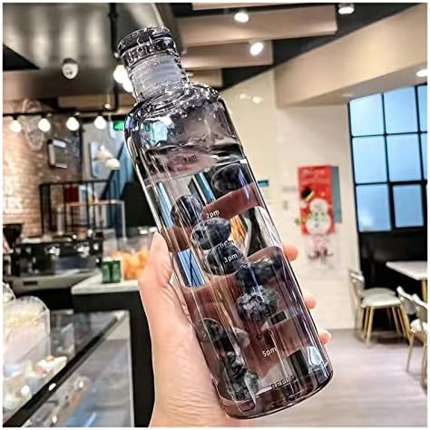 TIMLUX Прозрачна бутилка за вода, с мащаба на времето, Креативна, с Голям Капацитет, Запечатани, Устойчив На Падане от