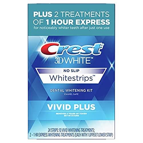 Crest 3D Whitestrips, Vivid Plus, Набор ленти за избелване на зъбите, 24 бр. (1 опаковка)