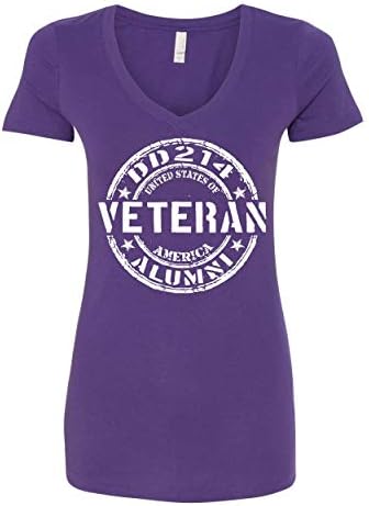 DD214 Ветеранская Женска Тениска с V-Образно деколте, Военна служба, Дълг Подкрепа на Нашите Войски