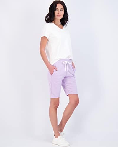 3 Опаковка: Дамски Памучни Хавлиени Бермуди, с къси джобове 9 инча -Ежедневни, спортно облекло за свободното време (на
