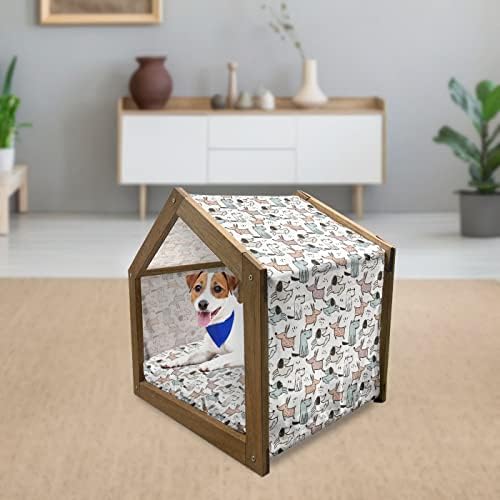 Дървена Къщичка за домашни любимци, за кучета, с модел под формата на Драскулки в скандинавски художествен стил, Преносим
