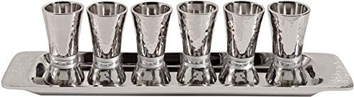 Комплект чаши за ликьор от 6 Ковани никелови Конусообразных чаши с Цветни пръстени (Сребърни пръстени)