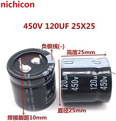 Junniu 2 елемента/10шт 120 icf 450 В 25x25 мм 450 120 icf Издръжлив защелкивающийся кондензатора на захранването (Размер: