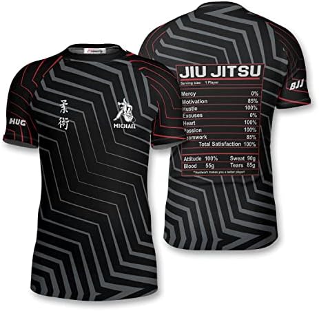 PRIMESTY BJJ Jiu Jitsu Обрив Guard - Изработена по поръчка Компресиране риза със защита от акне с къс ръкав за Но-Ки