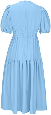 Пролетно-Лятна рокля за жените 2023, Ежедневното Бандажное Рокля с V-образно деколте и Къс ръкав с Флорални Принтом