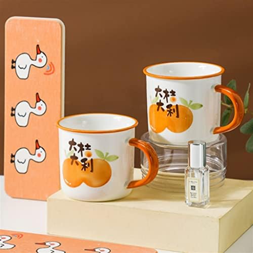 MMLLZEL Голям Оранжев Комплект Чаши За Изплакване на устата Dali Домакински Чаша За Четка за зъби, Двойка Керамични Чаши