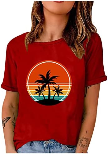 Слънчевата Женска Тениска С Къс ръкав и Кръгло Деколте, Морски Кокосови Палми, Графична Риза, Пролетни Тениски За Почивка,