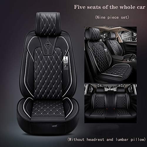 ZFL01 Луксозни Кожени Калъфи за автомобилни седалки, защита на предните и задните седалки, Подходящи за седан и suv, Пълен комплект с 5 места, Универсална кацане (черен)