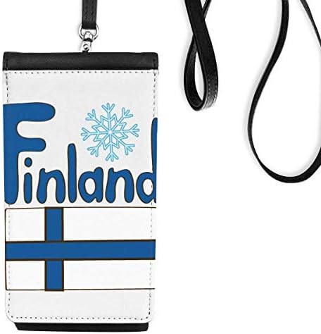 Национално Знаме На Финландия Синьо Модел Телефон, Портфейл Портфейл Окачен Мобилен Калъф Черен Джоба