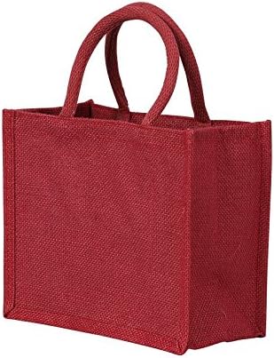 Малка Червена Чанта за обяд от Коноп чул, Чанта за Сандвичи, Подарък опаковки от 3 и 5 броя (5)